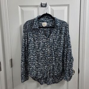 Maeve Blue and White Casual Shirt